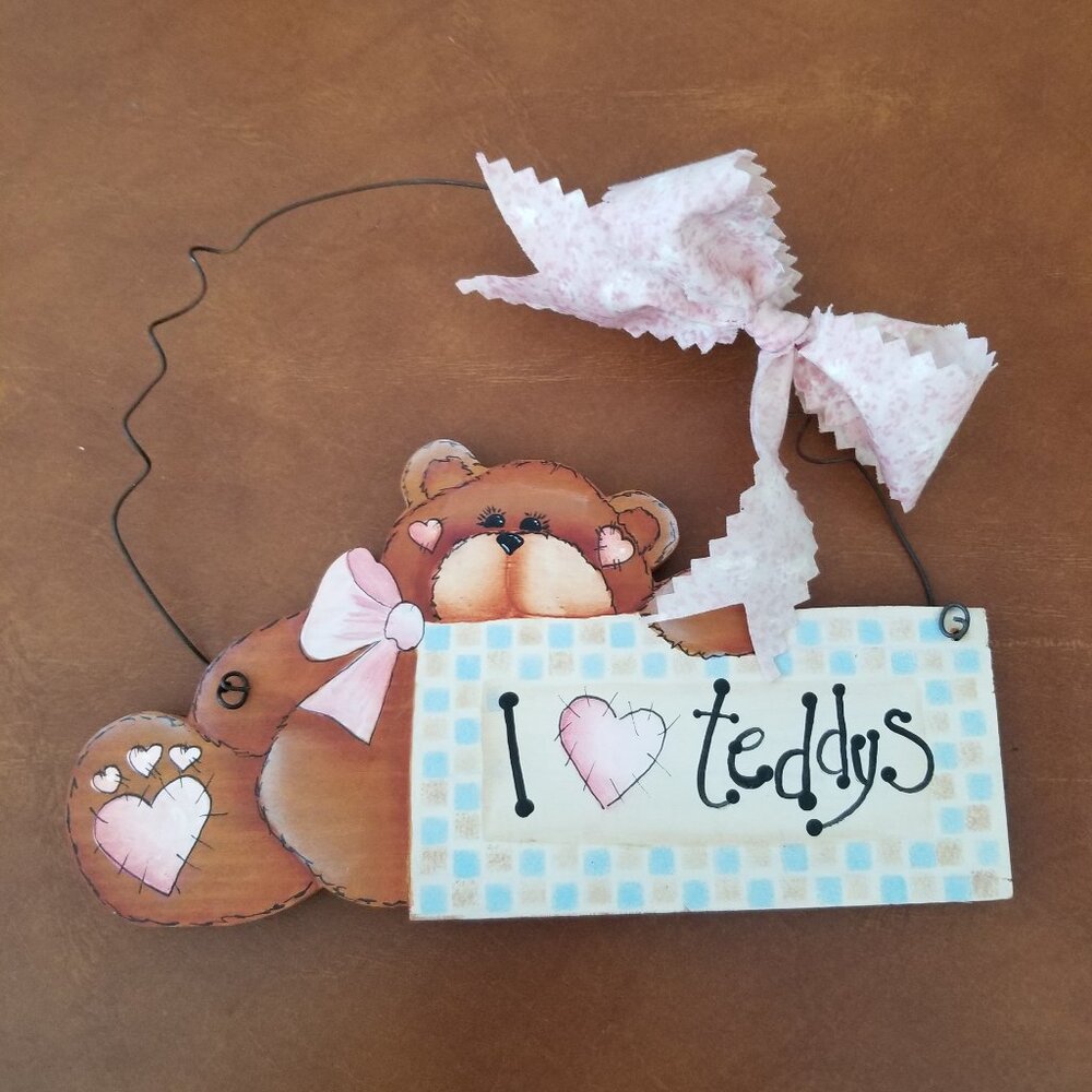 Hand painted I Love Teddys Wall Hanging